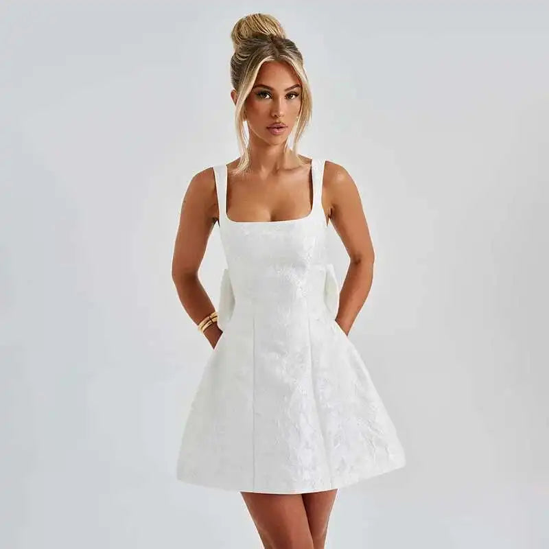 Avrilyaan Bow Spaghetti Strap Backless Sexy A-line Dress Women Strapless Party Dress Elegant Bodycon Mini Summer Dress Vestidos