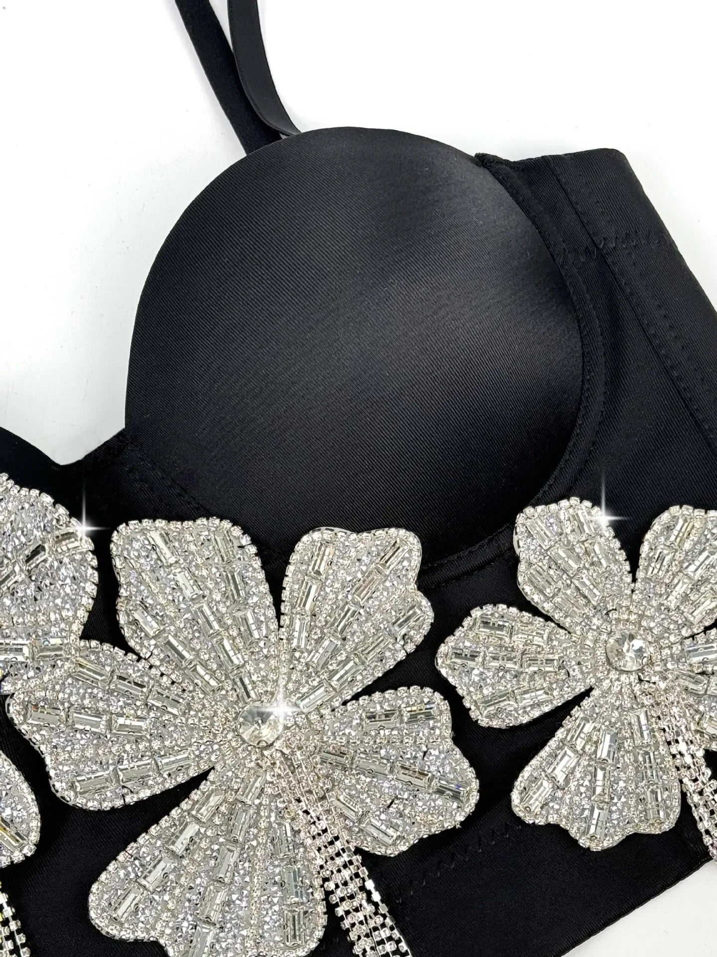 Fashion Women Diamonds Embroidery Flowers Tassel Bustier Corset Crop Tops To Wear suspender vest