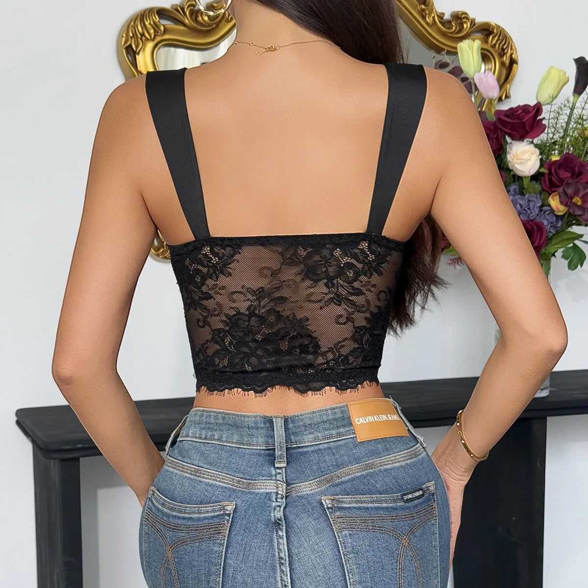 Spicy Girl Lace Mesh Sheer Corset Top Sexy Criss Cross Bandage Slim Fishbone Bustier Backless Hollow Out Dating Club Camis Mujer