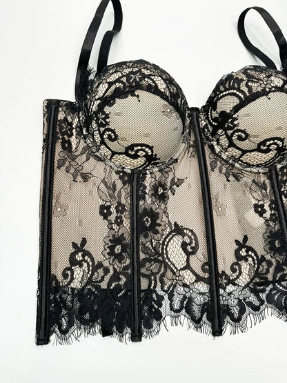 Transparent Mesh Sexy Waisted Lady Corset Elegant Shaping Women Bustier Girls Slim Evening Wear Crops Top Lady Short Body Shaper