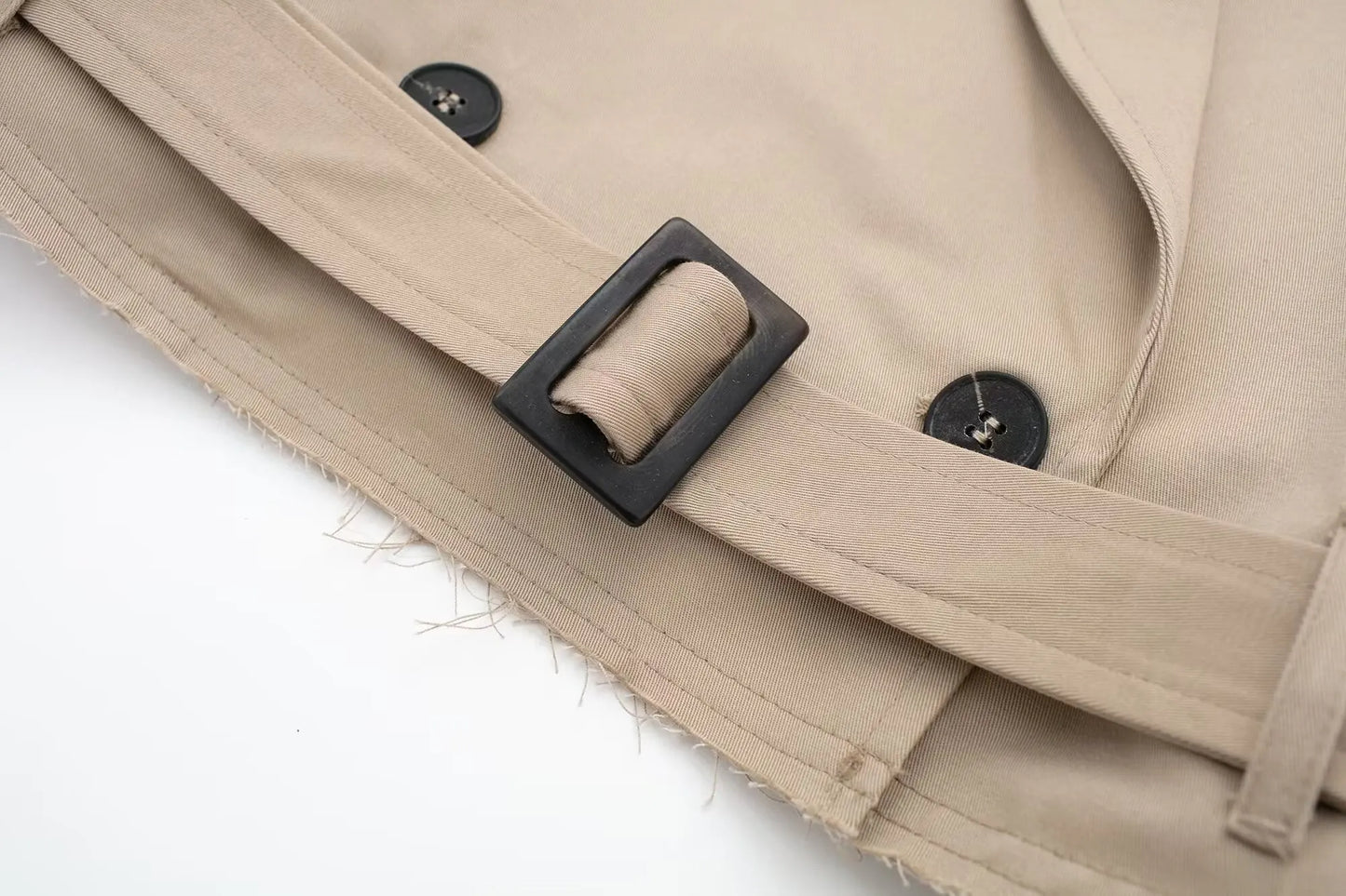 HH 2025 Women Belt Cropped Trench Spring Jacket Vintage Streetwear Double Breasted Long Sleeve Top Female Coat Outfits