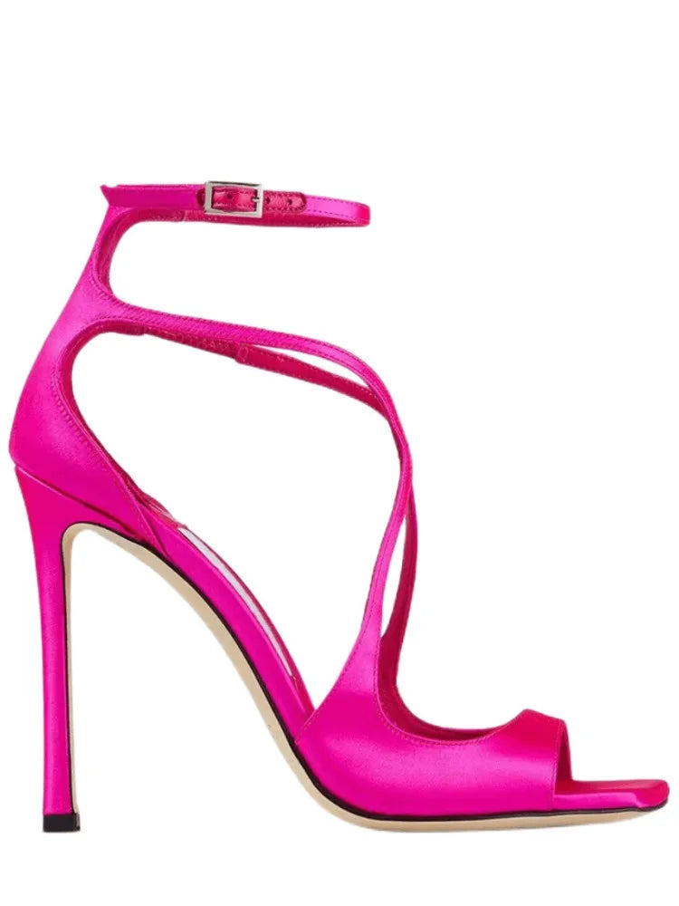 2026Ladies' Summer New Fashionable High-heeled Open Toed Sandals Square Toe Party Sexy 34-43Large Women's Shoes