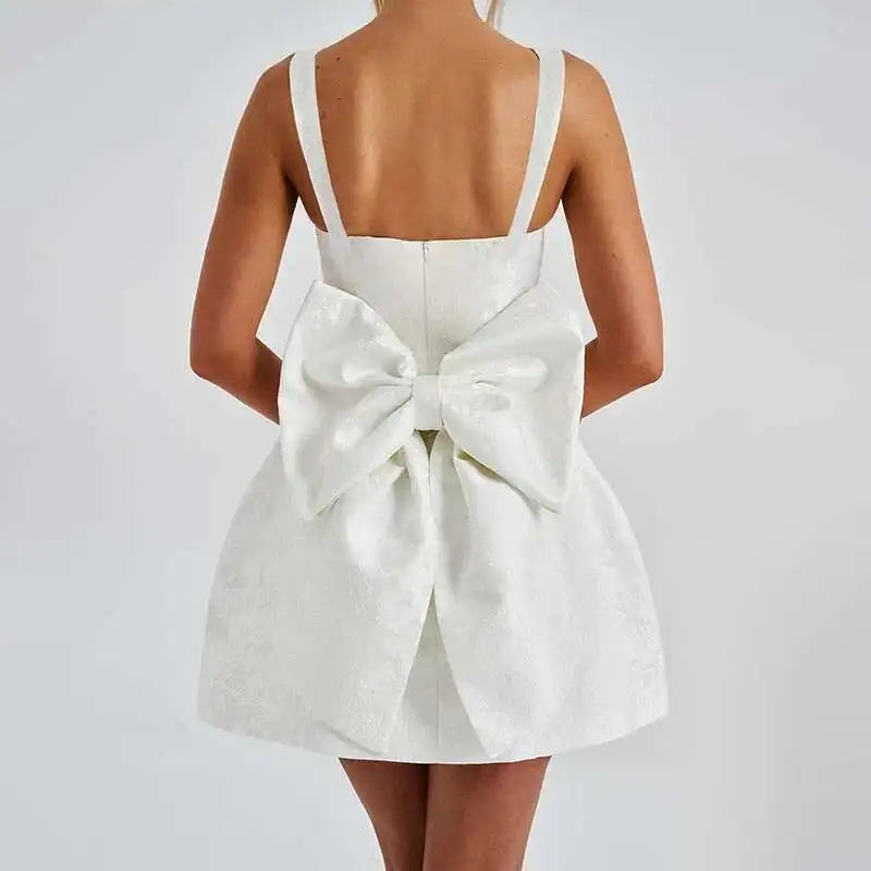 Avrilyaan Bow Spaghetti Strap Backless Sexy A-line Dress Women Strapless Party Dress Elegant Bodycon Mini Summer Dress Vestidos