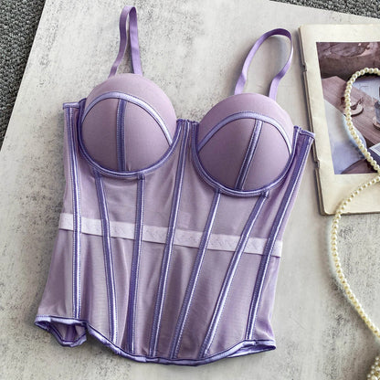 Transparent Mesh Sexy Waisted Lady Corset Elegant Shaping Women Bustier Girls Slim Evening Wear Crops Top Lady Short Body Shaper