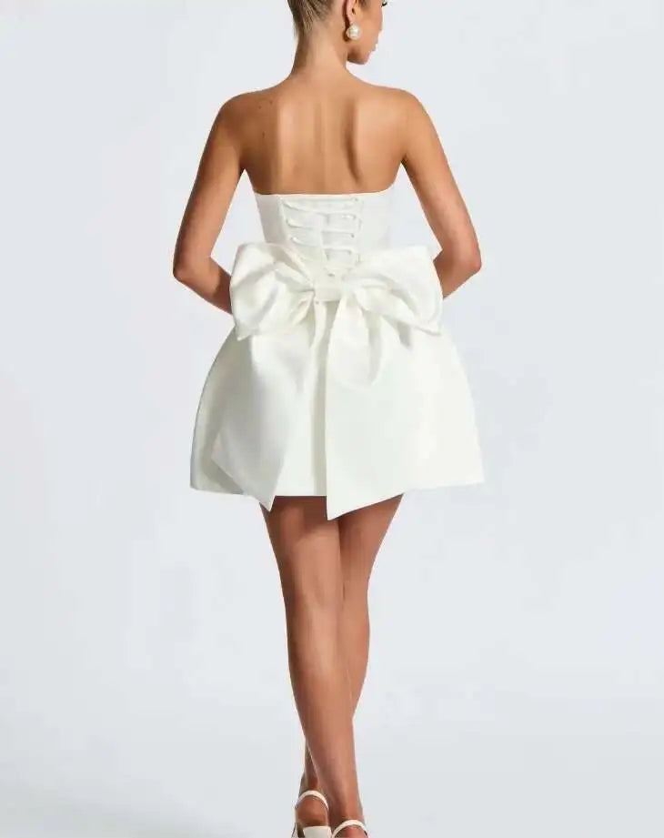 Townlike Bow Backless Nightclub Sexy Party Dress Women Mini 2025 Spring Summer Dress Strapless Slim Bodycon Dresses