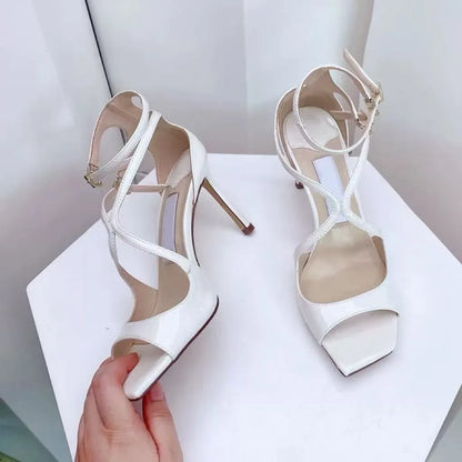 2026Ladies' Summer New Fashionable High-heeled Open Toed Sandals Square Toe Party Sexy 34-43Large Women's Shoes