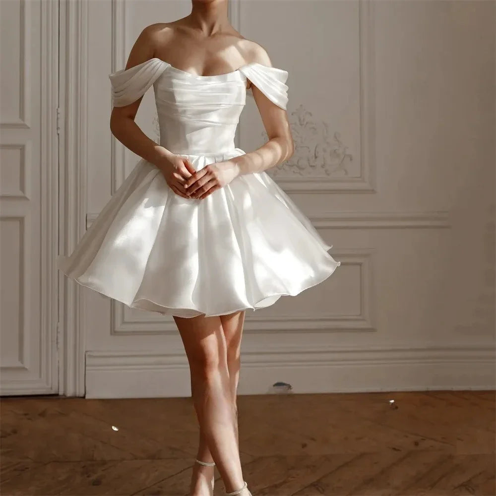 Elegant Short Wedding Dresses 2025 off the shoulder Beach Bridal Gown Formal Party Dresses Homecoming Dresses Customized 2025