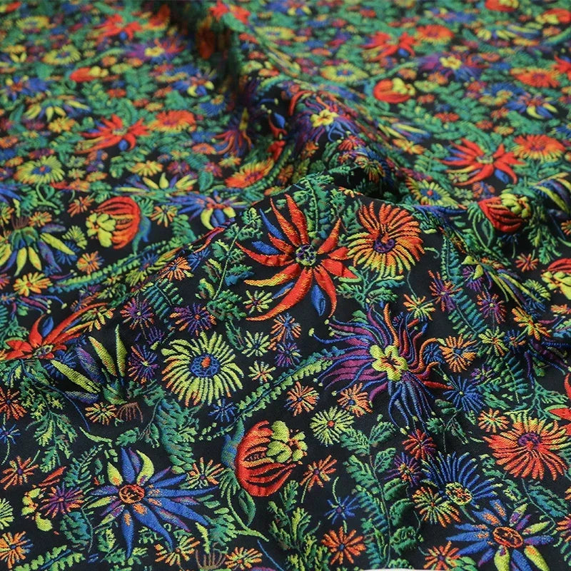 Yarn-dyed Jacquard Fabric Autumn Winter Flower Dress Suit Jacket Clothing European Brand Fashion Design Diy Sewing Cloth