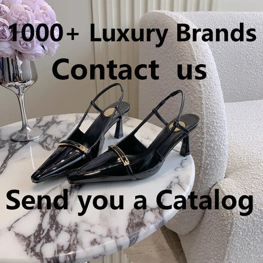Luxury Pointed Sandals Burgundy Designer Patent Crisscross Straps Metal Decor Slim Heel Open-Back Fairy Sandals
