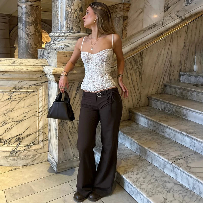 Lace Fishbone Waist Corset Tops Women's 2026 New Slim Sleeveless Vest Tee Lace Up Summer Sexy Sleeveless Tanks Top Female New