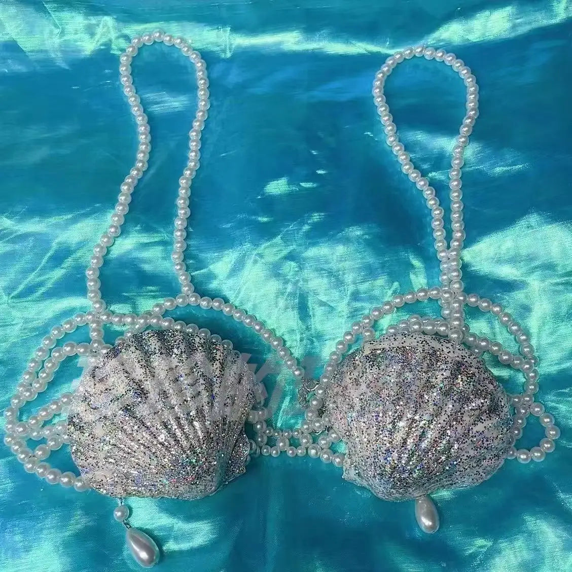 New Handmade Mermaid Bra Size Adjustable Glitter Natural Shell Bra Ocean Theme Party Pearls Sexy Corset