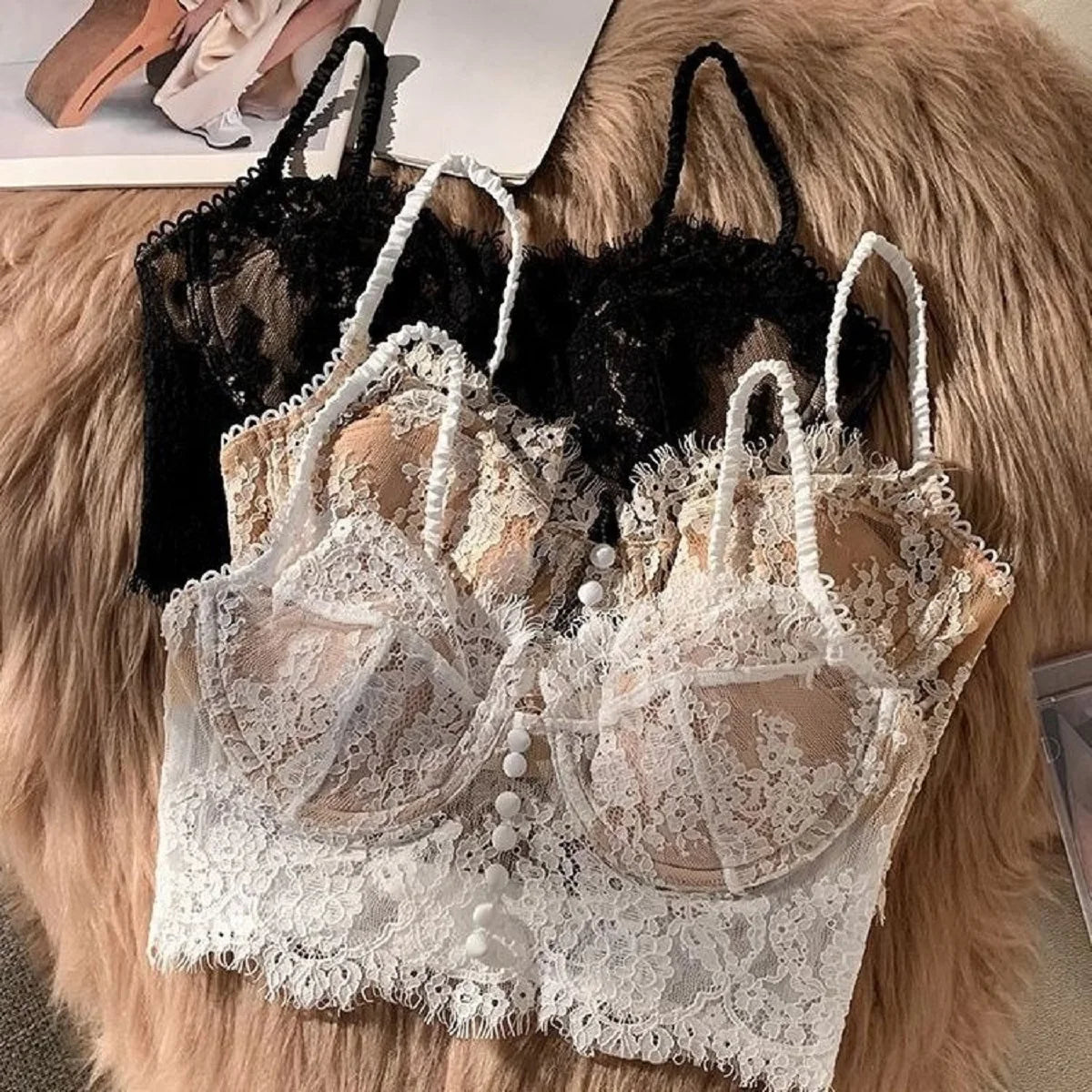 Lace Women Bra Breast Cover Summer Thin Full Cup Underwear Adjustable Push Up Bra Underwire Sexy Bra Lingerie
