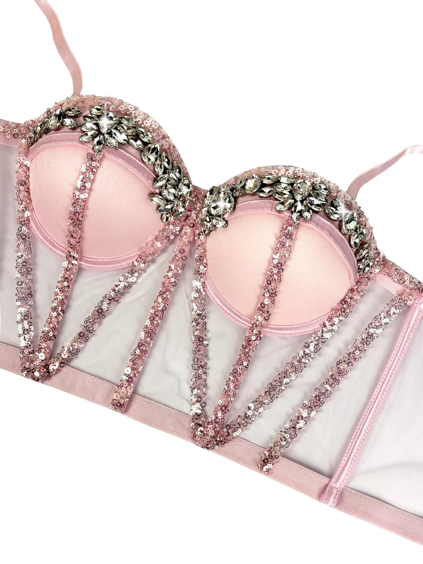 Rhinestones Female Corset Top Women Camis Nightclub Pearls Short Chest Binder Sexy Camisole Mujer Lingerie Tube Bra Debardeur