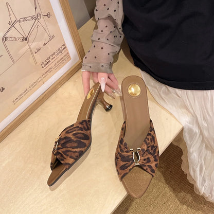 Women Summer Lightweight Slippers Elegant Open Toe Thin Heels Party Stripper Mules Female Slides Shoes Luxury High Heel Sandals