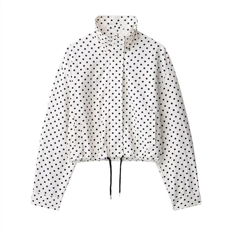Women's Jackets Fashion Polka Dot Bomber Jacket Spring Women Long Sleeve Loose Jackets Coats Streetwear Female Outerwear Tops