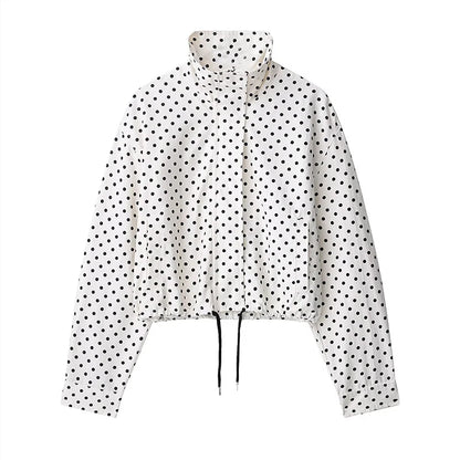 Women's Jackets Fashion Polka Dot Bomber Jacket Spring Women Long Sleeve Loose Jackets Coats Streetwear Female Outerwear Tops