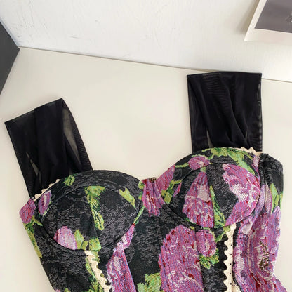 SINGREINY American Retro Print Evening Camisole Female Strap Lace Spliced Slim Top 2025 Streetwear Floral Vintage Beach Tank Top