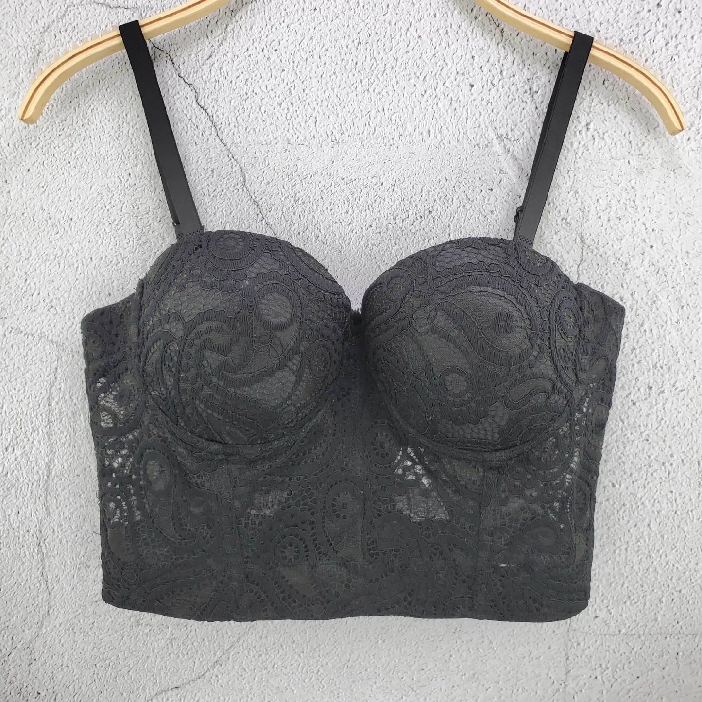 Women Crocheted 3D Lace Corset Stylish Floral Embroidery Bustier Push Up Bra Lady Tank Top Elegant Cropped Top Club Party Bralet