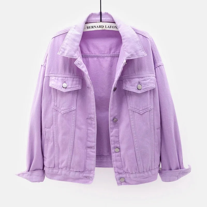 Classic Denim Jacket Women Jeans 2023 Jean Boyfriend Jackets for Women Oversize Loose Coat Veste Femme Purple White Yellow Mujer