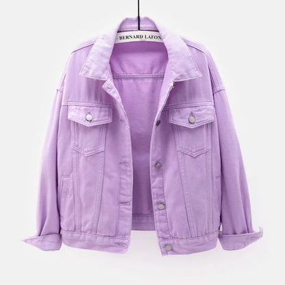 Classic Denim Jacket Women Jeans 2023 Jean Boyfriend Jackets for Women Oversize Loose Coat Veste Femme Purple White Yellow Mujer