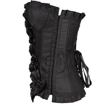 Women's Sexy Body Shaper Overbust Corsets and Bustiers Top Lace-up One Shoulder Strap Flower Boned Korset Burlesque Corsets
