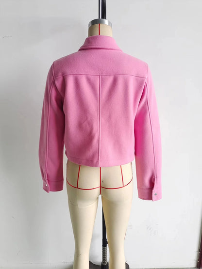 HH Jackets For Womens Autumn Fashion Solid Front Pockets Button Long Sleeve Jacket Elegant Woman Casual Outerwear Coat