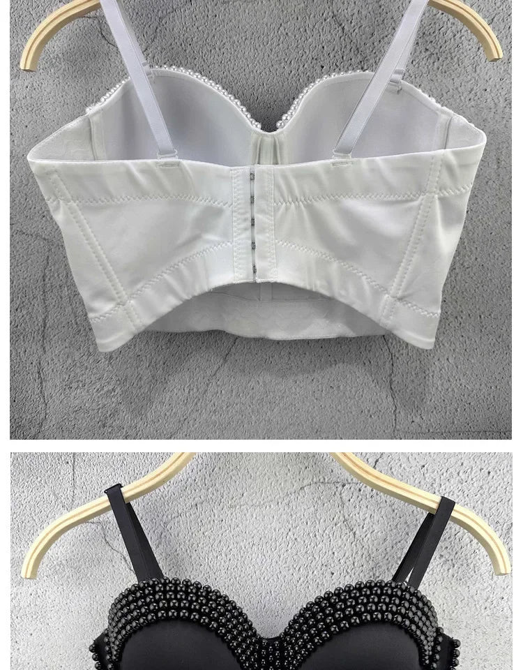 Ruili Pearl Pure Handmade Small Vest Sling Fashion Youth Body Sculpting Retro Solid Fish Bone Nightclub Performance Clothes