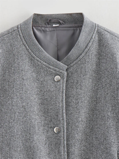 MUJER 2025 Women Jacket Cropped Bomber Jackets For Women Beige Black Tweed Jacket Woman Fashion Long Sleeve New In Short Coats