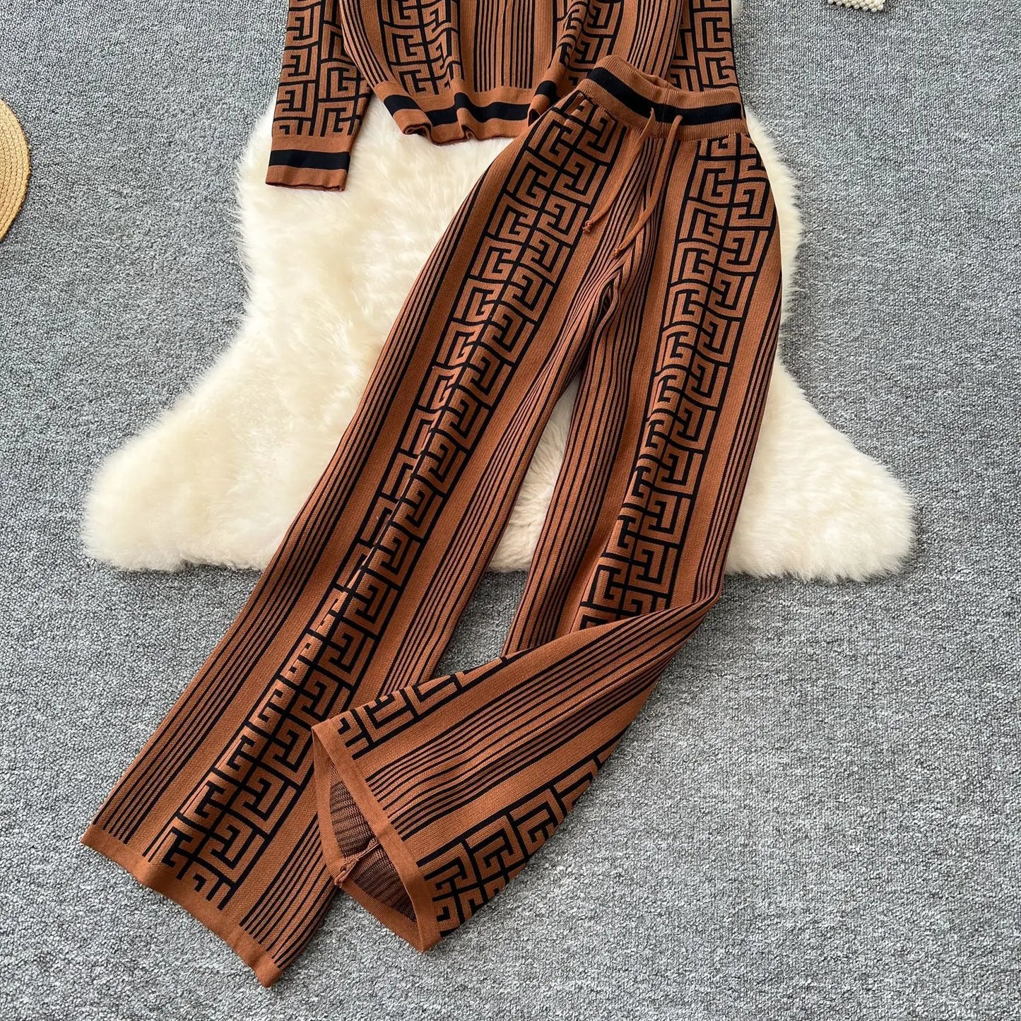 Autumn Pant Set Women Two Piece Sets Hooded Matching Sets Tops Wide Leg Long Pants High Waist Y2k Streetwear Work Print 2025