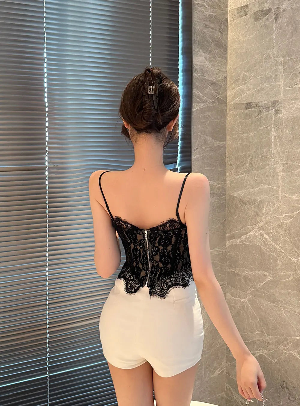 Pure Desire Sexy Lace Backless Strapless Bralette with Eyelash Trim Hot Girl Top Slimming Crop Top with Chest Pad