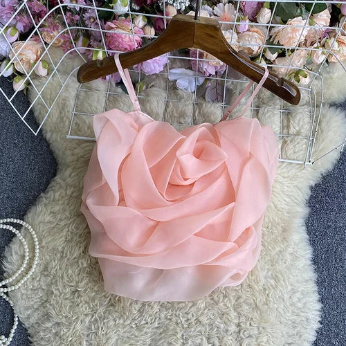 Spaghetti Strap Tank Top for Women New Arrival Slash Neck Tulle Bare Midriff Skinny Camis Summer Versatile Gallus Dropshipping
