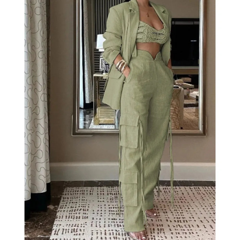 Women's Set, Casual and Fashionable Street Spicy Girl Top and Pants Set, Summer New Style