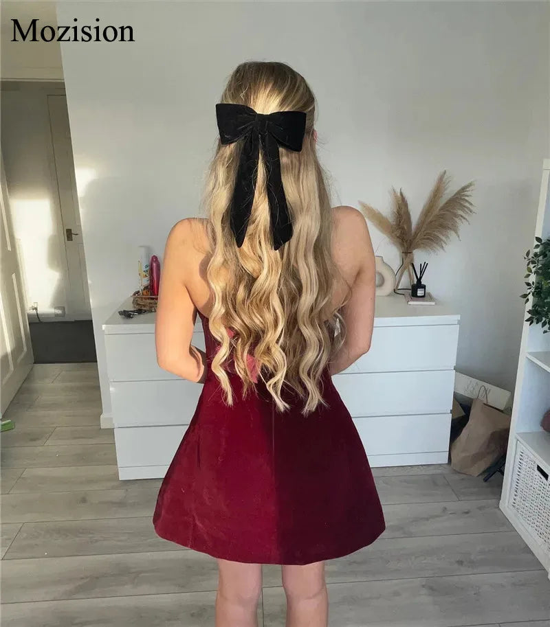 Mozision Strapless Backless Sexy Mini Dress Women Fashion With Zipper Off-shoulder Sleeveless A-line Bodycon Club Party Dress