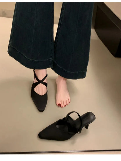 Designer Luxury Summer High Heel Women Sandals Fashion Cross Ankle Strap Singbacks Pumps Elegant Party Dancing Female Sandalias