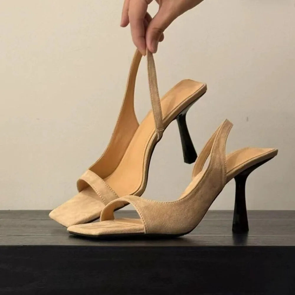 Fashion Brand Designer Heeled Sandals Women Polka Dot Square Toe Summer Open Toe Sexy Banquet Party Elegant Comfort Office Heels