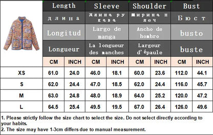 HH Floral Print Jacket For Women Autumn Quilted Reversible Cotton Coat Cardigan Long Sleeve Jackets Elegant Woman Streetwear