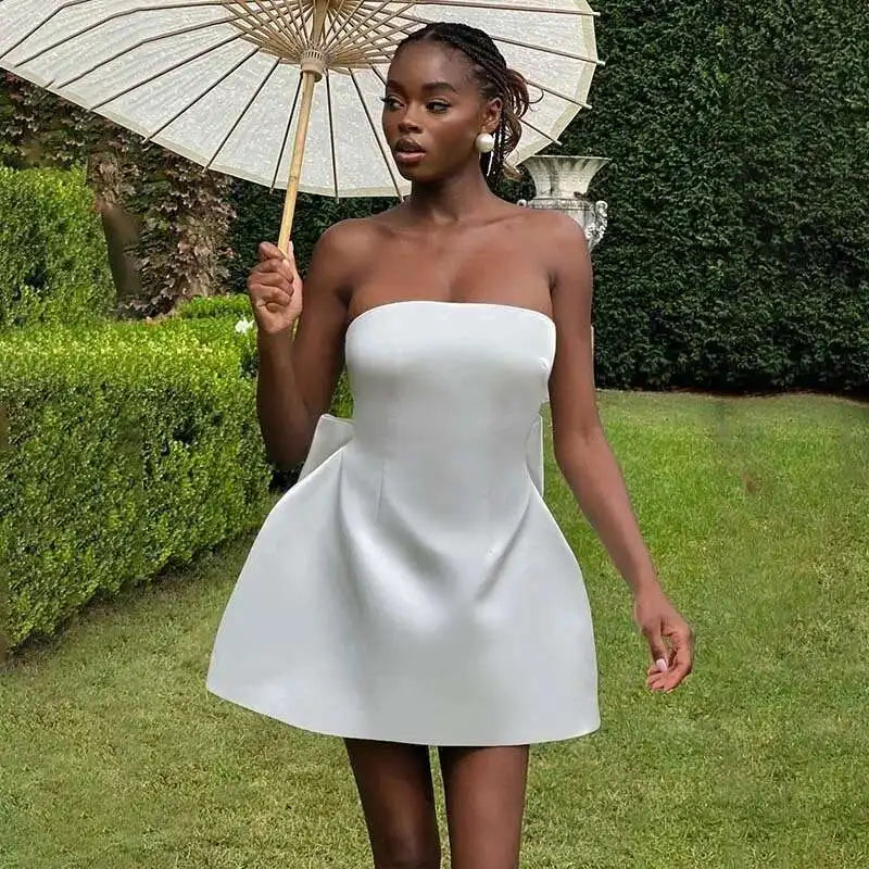 Townlike Bow Backless Nightclub Sexy Party Dress Women Mini 2025 Spring Summer Dress Strapless Slim Bodycon Dresses