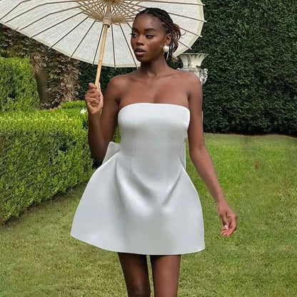 Townlike Bow Backless Nightclub Sexy Party Dress Women Mini 2025 Spring Summer Dress Strapless Slim Bodycon Dresses