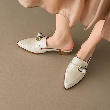 Dilalula 2025 French Style Genuine Leather Sandals Women Covered Toe Butterfly Knot Party Dating Sandals Office Ladies Pumps