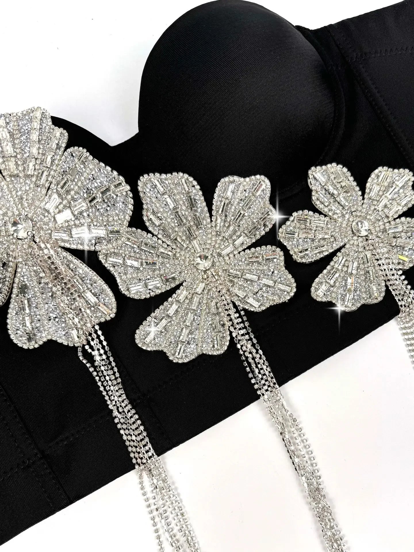 Fashion Women Diamonds Embroidery Flowers Tassel Bustier Corset Crop Tops To Wear suspender vest
