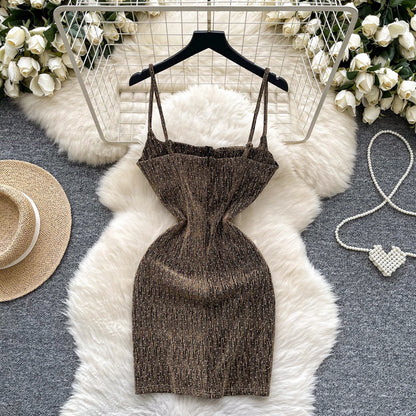 Sexy sleeveless glitter Backless Off Shoulder Fashion Birthday Party Evening Vestido Women Goth Slim Summer Hip Wrap Dress