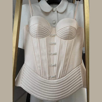Sexy Backless Bandage Vest Women Fashion Solid Slim Sleeveless Single Breasted Sling Tops Female 2026 Spring Summer Lady Top