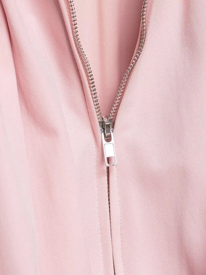 NLZGMSJ Women Bomber Jacket 2026 Spring Ball Sleeve Folds Zipper Loose Coat Female Casual Oversize Top Y2K