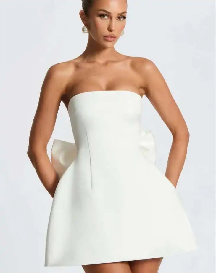 Townlike Bow Backless Nightclub Sexy Party Dress Women Mini 2025 Spring Summer Dress Strapless Slim Bodycon Dresses