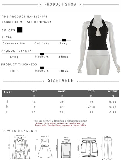 Weird Puss Sexy Halter Tank Top Women Classic Trend Backless Sleeveless Low Neck Stretch Wild Coquette Midnight Party Clubwear
