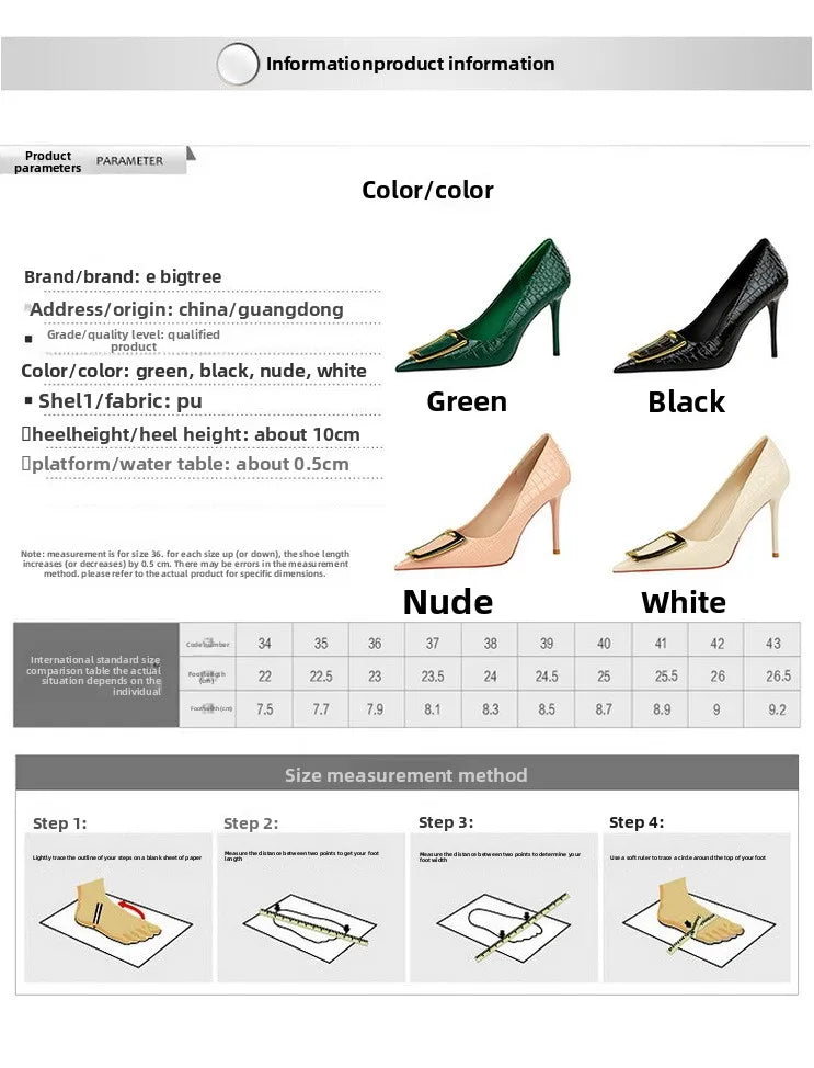 2025 BIGTREE Metal Decoration Buckle Fashion Pumps Women Elegant Snakeskin Print 10cm High Heels Party Ladies Shoes