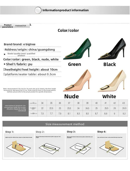 2025 BIGTREE Metal Decoration Buckle Fashion Pumps Women Elegant Snakeskin Print 10cm High Heels Party Ladies Shoes