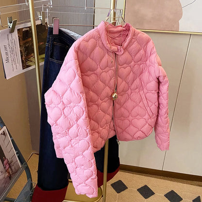2024 Fashion Lightweight Cotton Padded Jackets Women Autumn Quilted Cotton Coat Warm Winter Pink Ultra Light Down Jacket Parkas