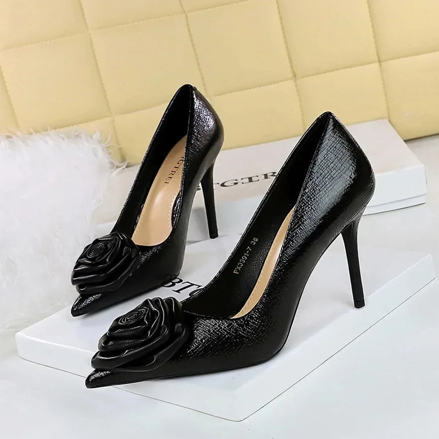 Luxury Designer Women Shoes New Fashion Patent Leather Pointed Tip High Heels for Woman Elegant France Casual Shoe Zapatos Mujer