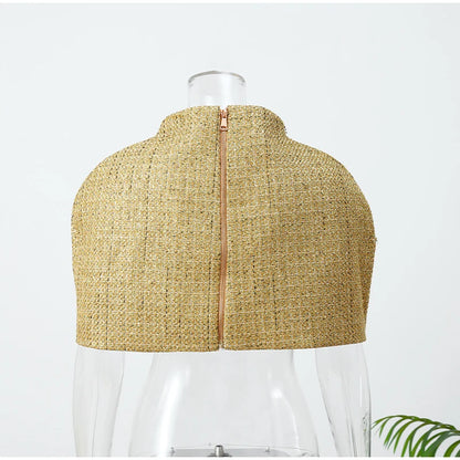 Women Elegant Gold Sparkle Capelet Top Shiny Tweed Shoulder Wrap Turtleneck Short Cloak New Lady Evening Club Party Tops 2026